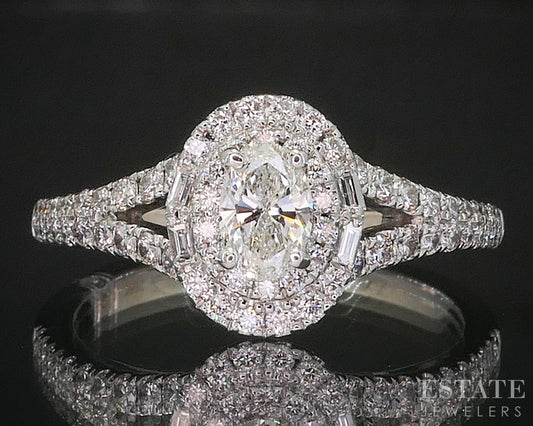 18k White Gold Oval .56ctw Diamond Monique Lhullier Engagement Ring 4.1g i20203