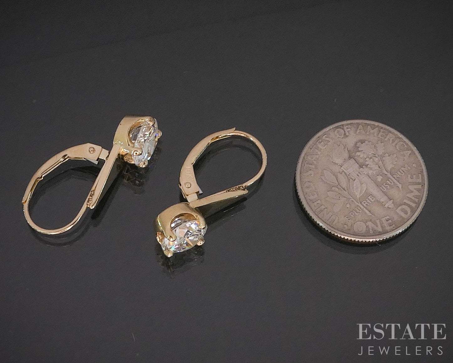 14k Yellow Gold Round Natural 2.00ctw Diamond Leverback Earrings 2.4g i20226