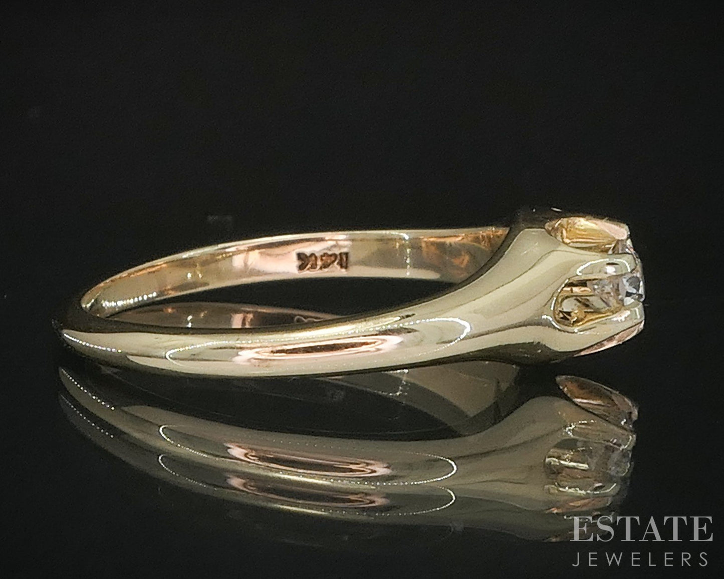 Antique 14k Yellow Gold OEC .10ct Diamond Solitaire Belcher Ring 2.4g i20228