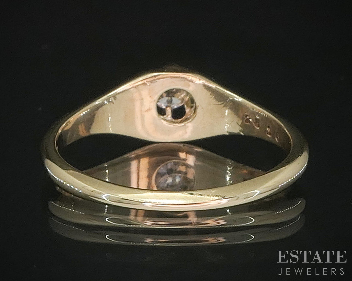 Antique 14k Yellow Gold OEC .10ct Diamond Solitaire Belcher Ring 2.4g i20228