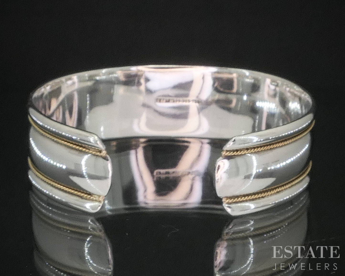 18k & Sterling Silver Tiffany & Co. Rope Smooth Ladies Cuff Bracelet 33g i20232
