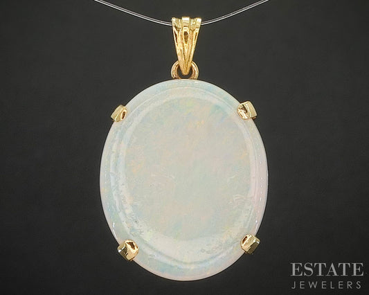 18k Yellow Gold Oval Natural Opal Ladies Pendant 5.2g i20236