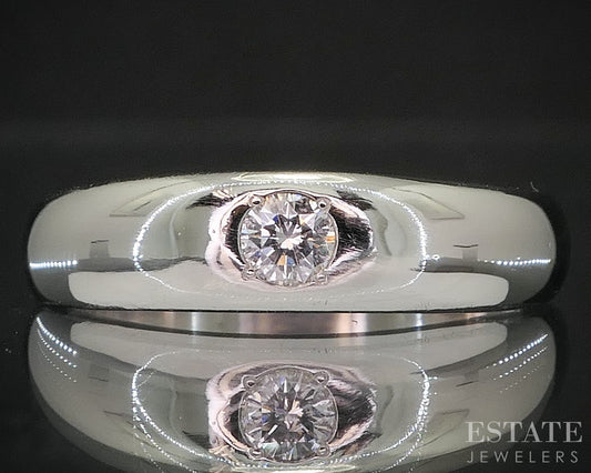 Platinum Round Natural .10ct Diamond Solitaire Band Ring 6.6g i20245