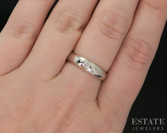Platinum Round Natural .10ct Diamond Solitaire Band Ring 6.6g i20245