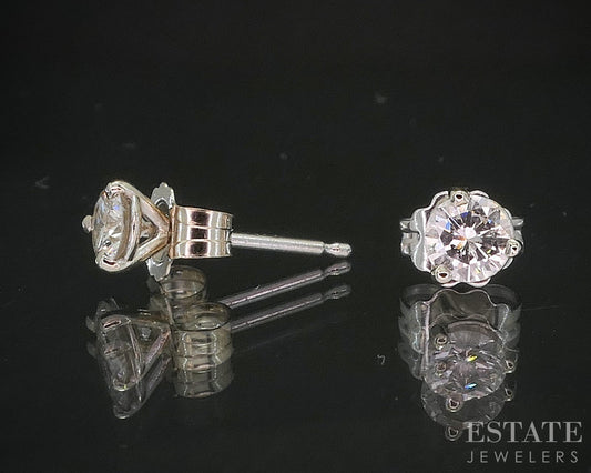 14k White Gold Round Natural .36ctw Diamond Martini Stud Earrings i20239