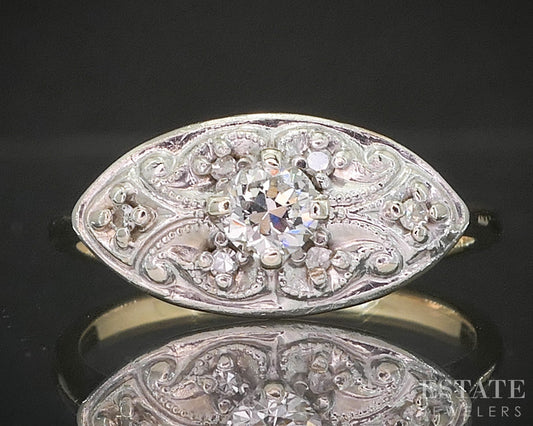 Antique Platinum & 14k YG Natural .20ctw Diamond Engagement Ring 3g i20262