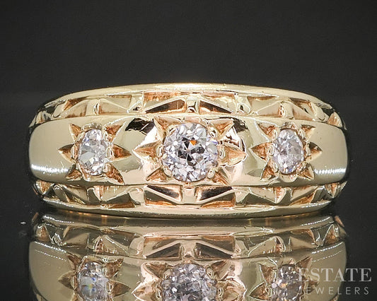 Antique 14k Yellow Gold OEC Natural .35ctw Diamond Band Ring 6.3g i20261