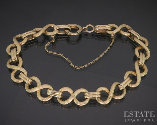 Vintage 14k Yellow Gold Figure 8 Chain Link Ladies Bracelet 27g 7.5"L i20273
