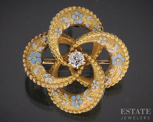 Antique Victorian 14k Yellow Gold OEC Natural Diamond Pin Pendant 3.1g i20274