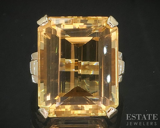 Vintage Retro 10k Yellow Gold Natural Citrine Ladies Ring 10.9g i20272