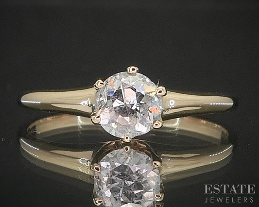 Antique 14k Yellow Gold European Natural .31ct Diamond Solitaire Ring i18857