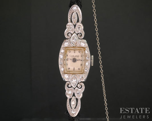 Antique 14k White Gold Natural Diamond Ulysse Nardin Ladies Watch 5g i20283