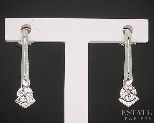 14k White Gold Natural .24ctw Diamond Drop Ladies Earrings 1.6g i20279