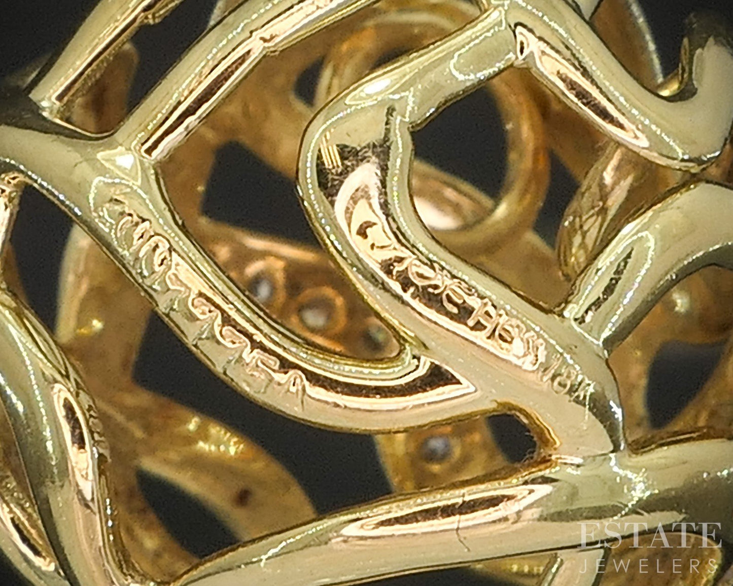 18k Yellow Gold Jose Hess Natural Diamond Open Sphere Slide Pendant 9.2g i20280