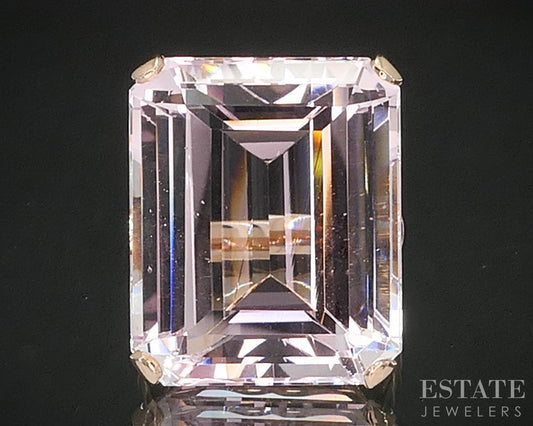 14k Rose Gold Emerald 23ct Natural Morganite Solitaire Ladies Ring 9.5g i20285