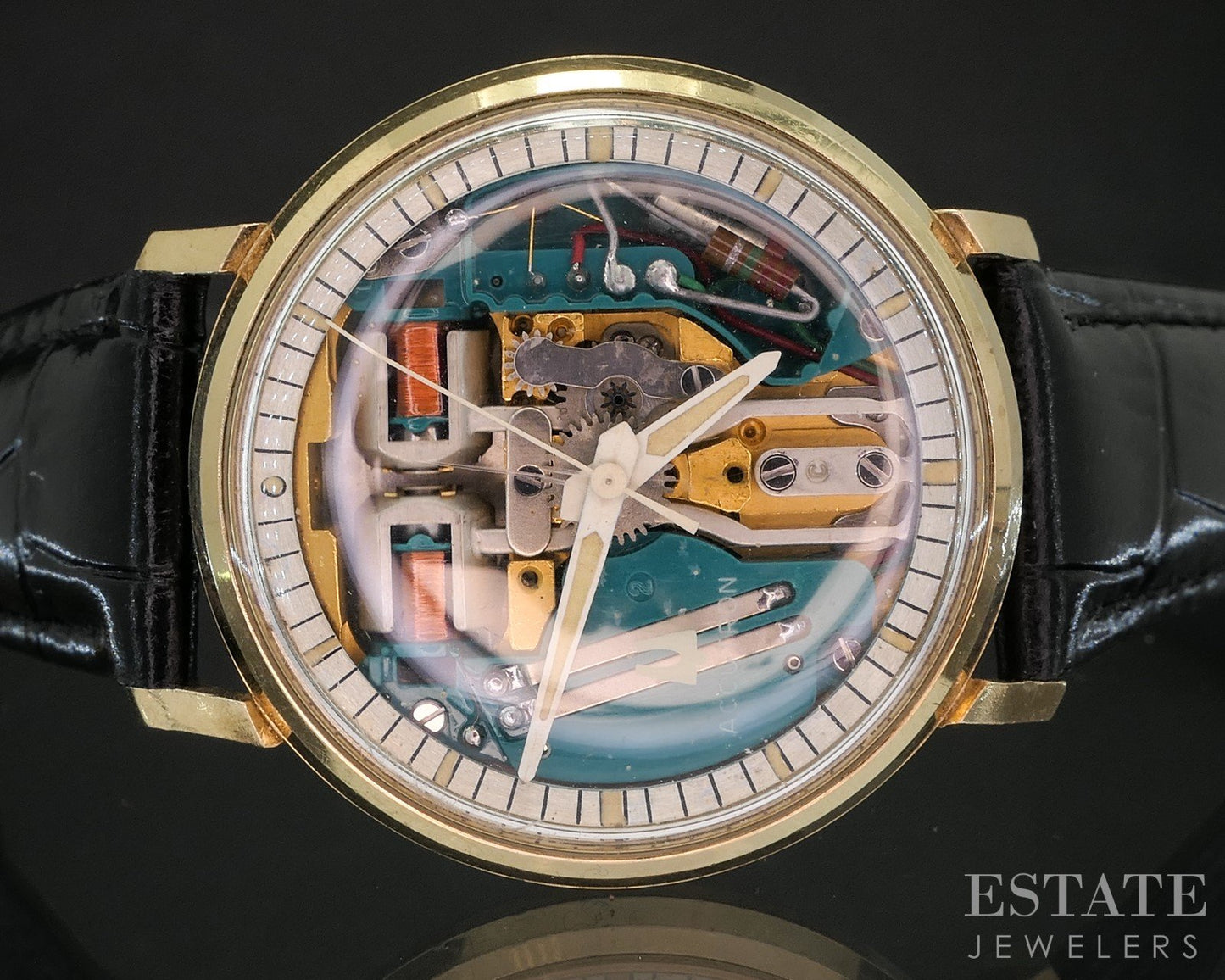 Vintage 1973 Bulova Accutron Spaceview Gold Filled Mens Watch i20264