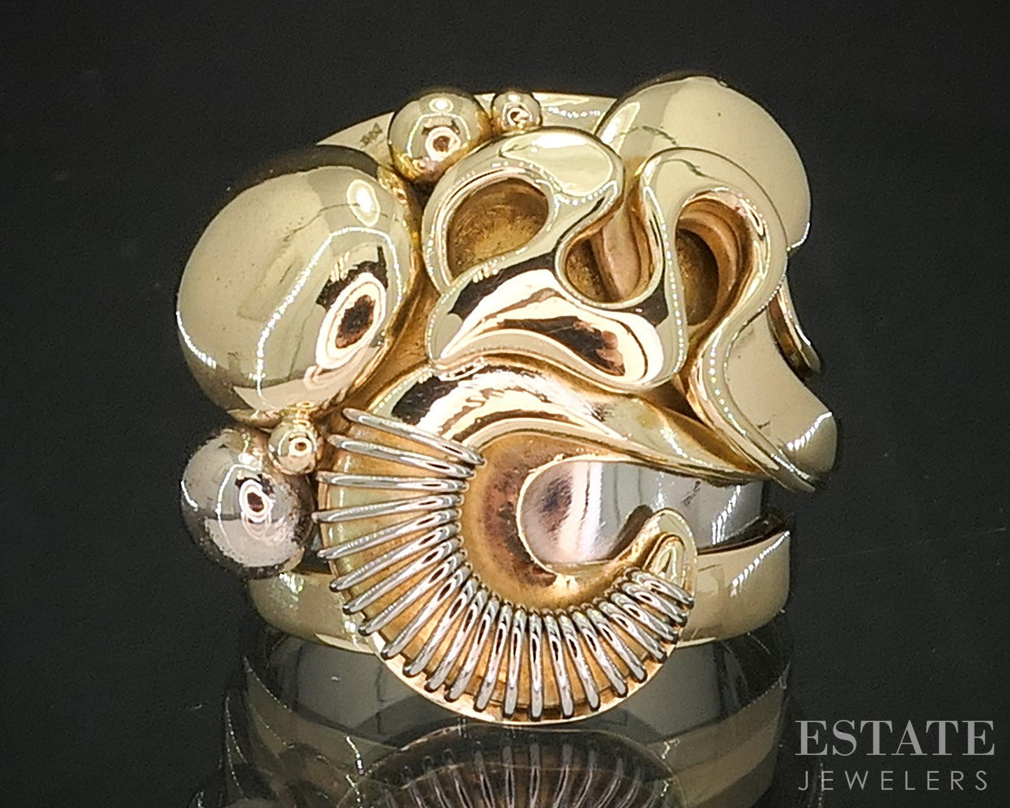 18k Yellow & White Gold Kay Amitai Israel Designer Band Ring 18.9g i20267