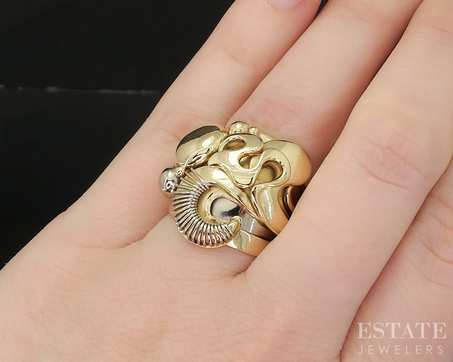 18k Yellow & White Gold Kay Amitai Israel Designer Band Ring 18.9g i20267