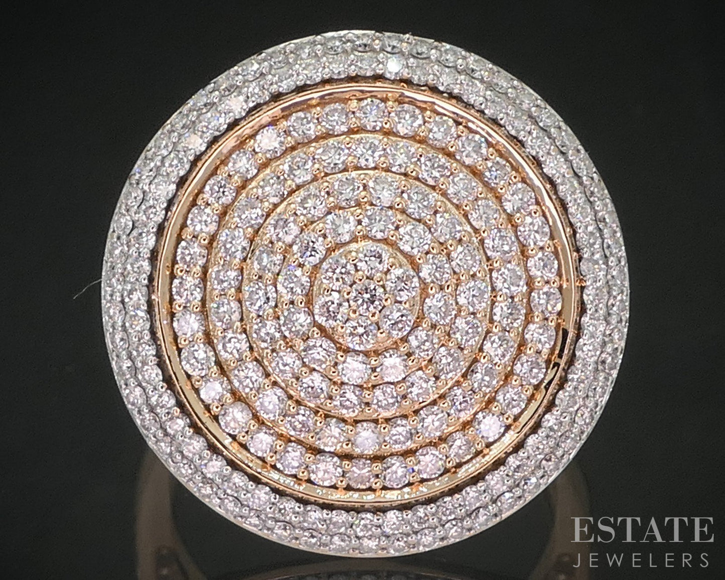 18k Rose & White Gold Natural .75ctw Diamond Cluster Cocktail Ring 8.7g i20303