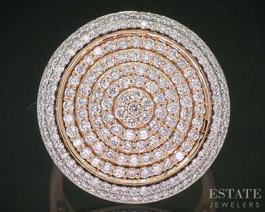 18k Rose & White Gold Natural .75ctw Diamond Cluster Cocktail Ring 8.7g i20303