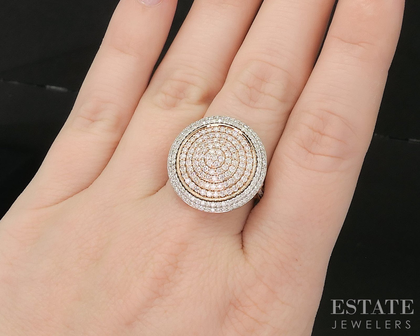 18k Rose & White Gold Natural .75ctw Diamond Cluster Cocktail Ring 8.7g i20303