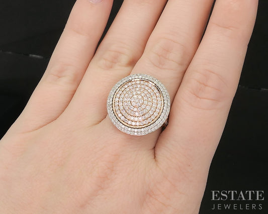 18k Rose & White Gold Natural .75ctw Diamond Cluster Cocktail Ring 8.7g i20303