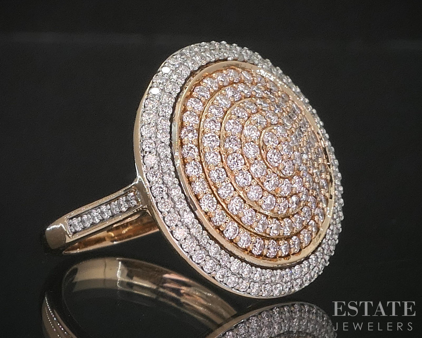 18k Rose & White Gold Natural .75ctw Diamond Cluster Cocktail Ring 8.7g i20303
