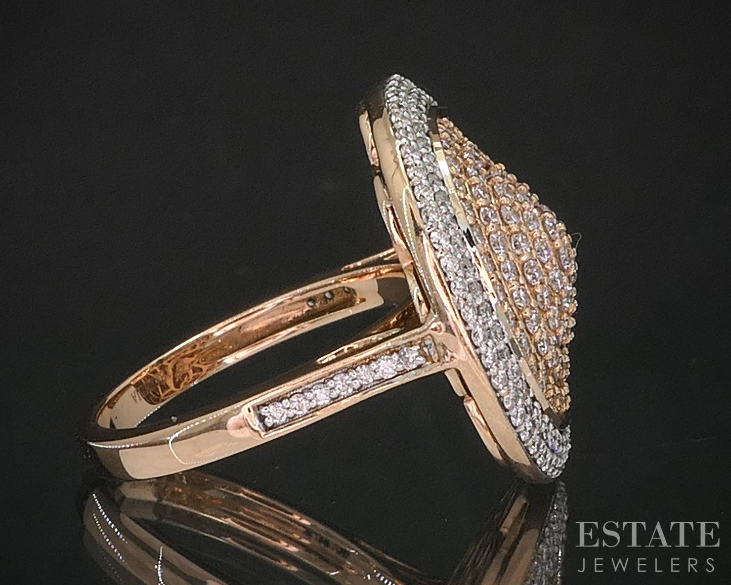 18k Rose & White Gold Natural .75ctw Diamond Cluster Cocktail Ring 8.7g i20303