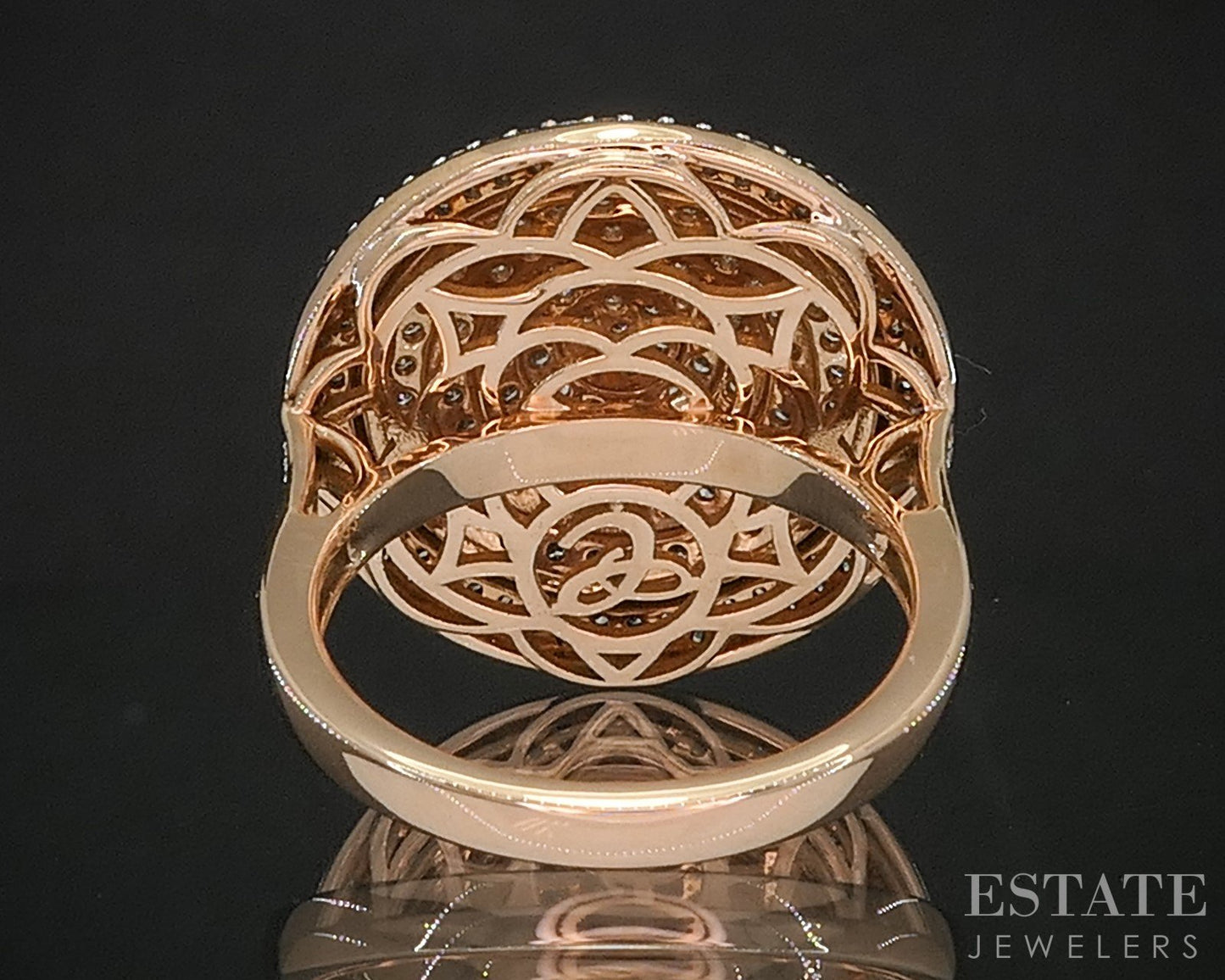 18k Rose & White Gold Natural .75ctw Diamond Cluster Cocktail Ring 8.7g i20303