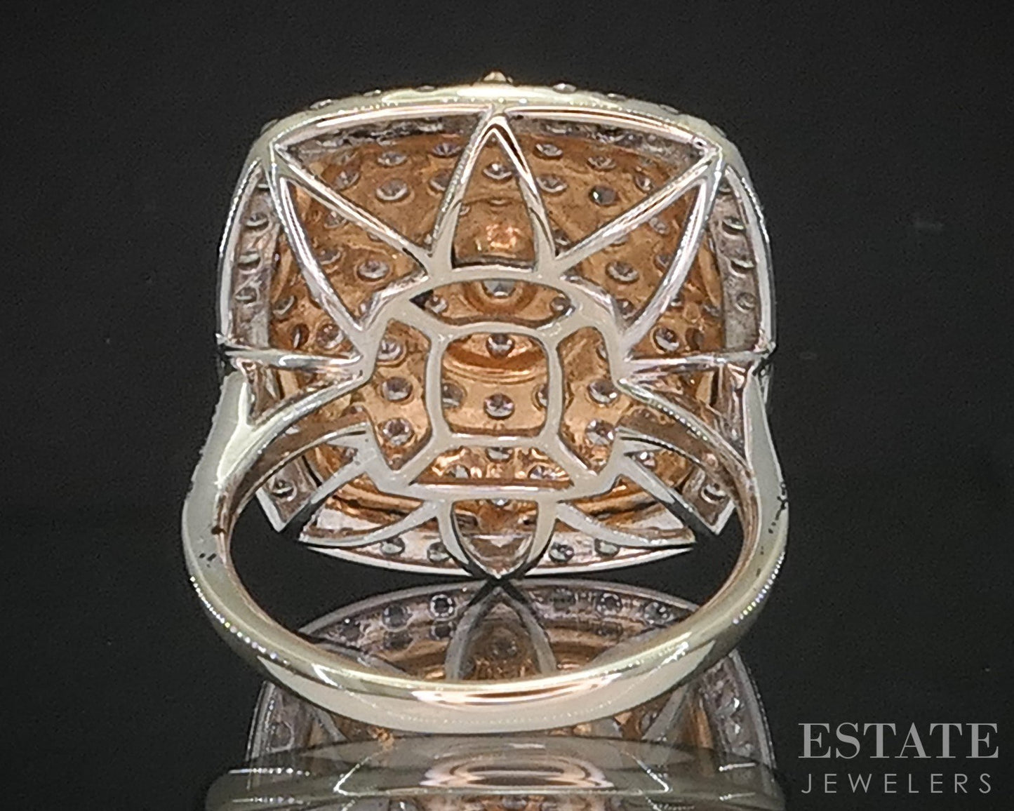 18k Rose & White Gold Natural 1ctw Diamond Cluster Cocktail Ring 5.7g i20316