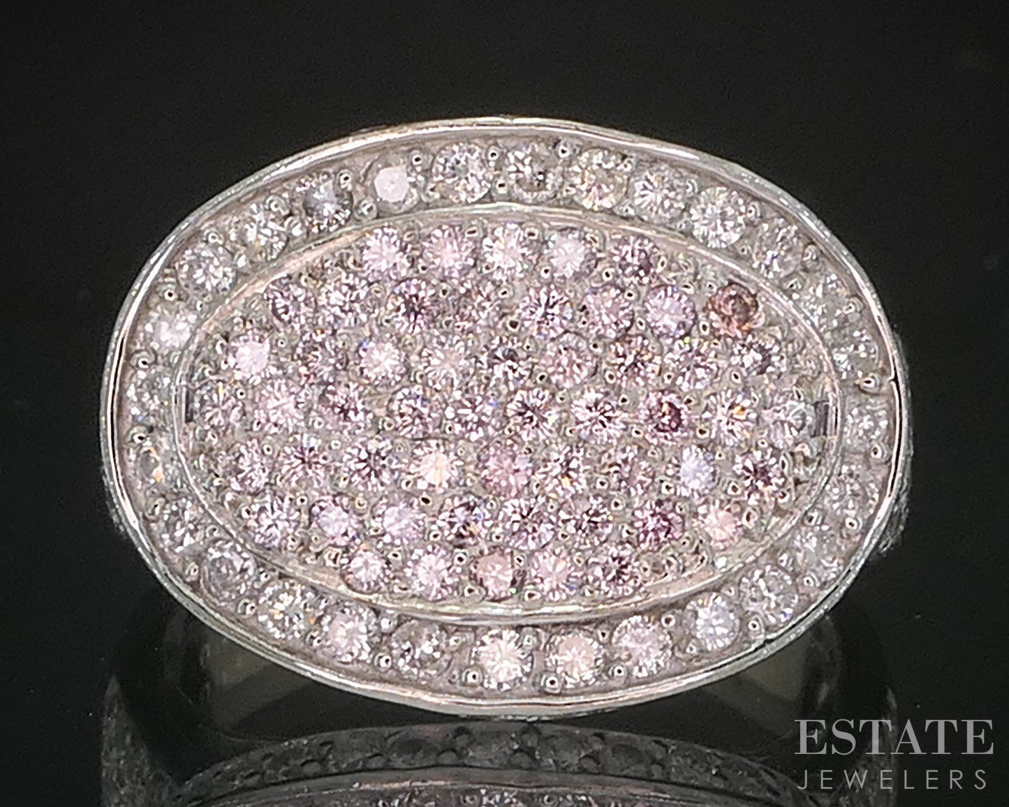 18k White Gold Natural 1.50ctw Pink & White Diamond Cluster Ring 8.9g i20320