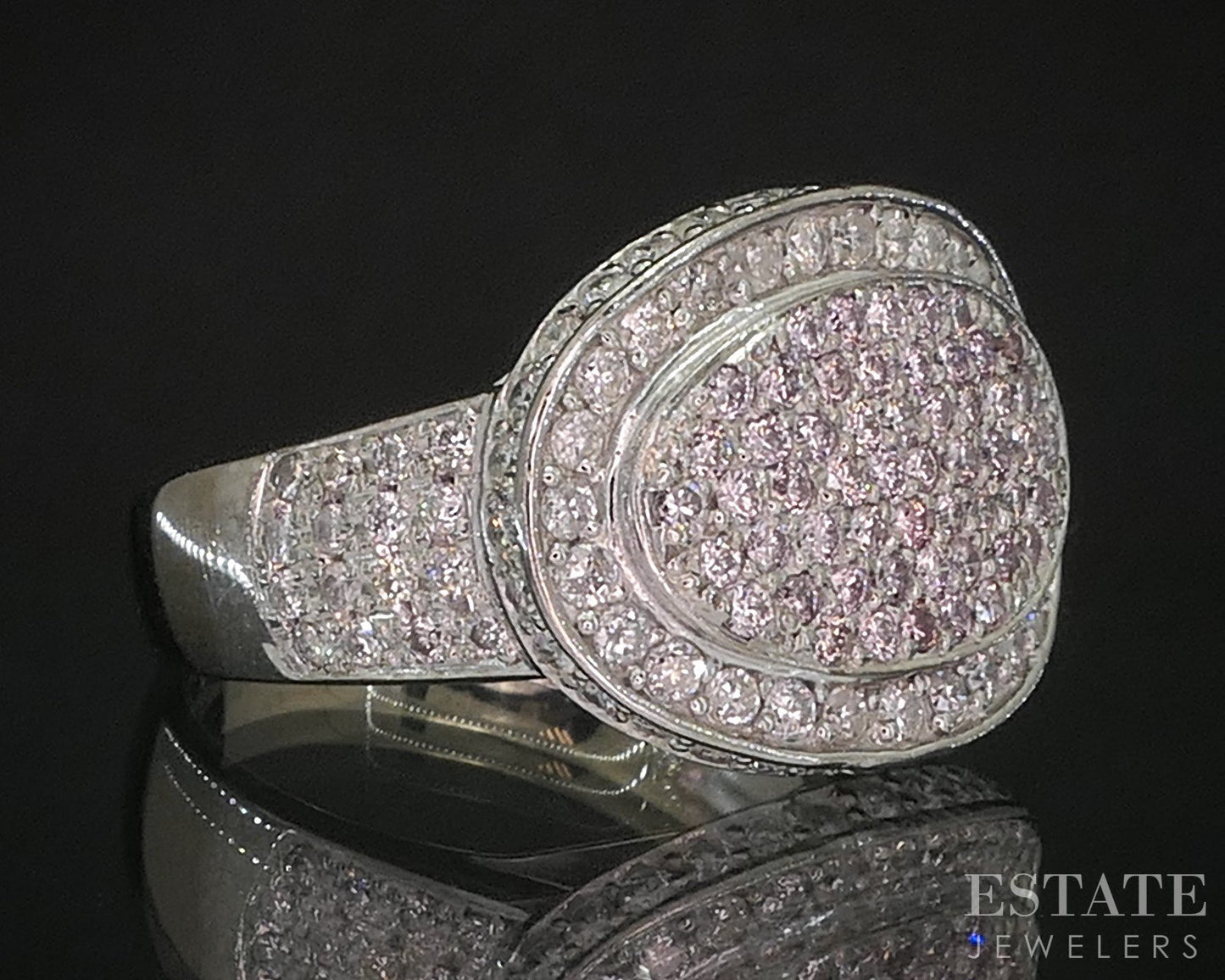 18k White Gold Natural 1.50ctw Pink & White Diamond Cluster Ring 8.9g i20320