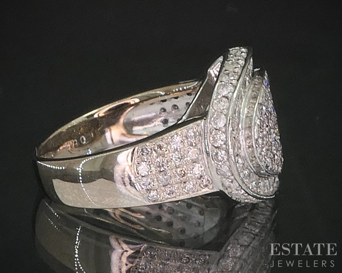 18k White Gold Natural 1.50ctw Pink & White Diamond Cluster Ring 8.9g i20320