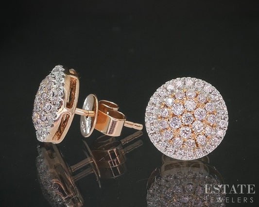 14k Rose & White Gold Natural .25ctw Diamond Cluster Stud Earrings 3.3g i20312