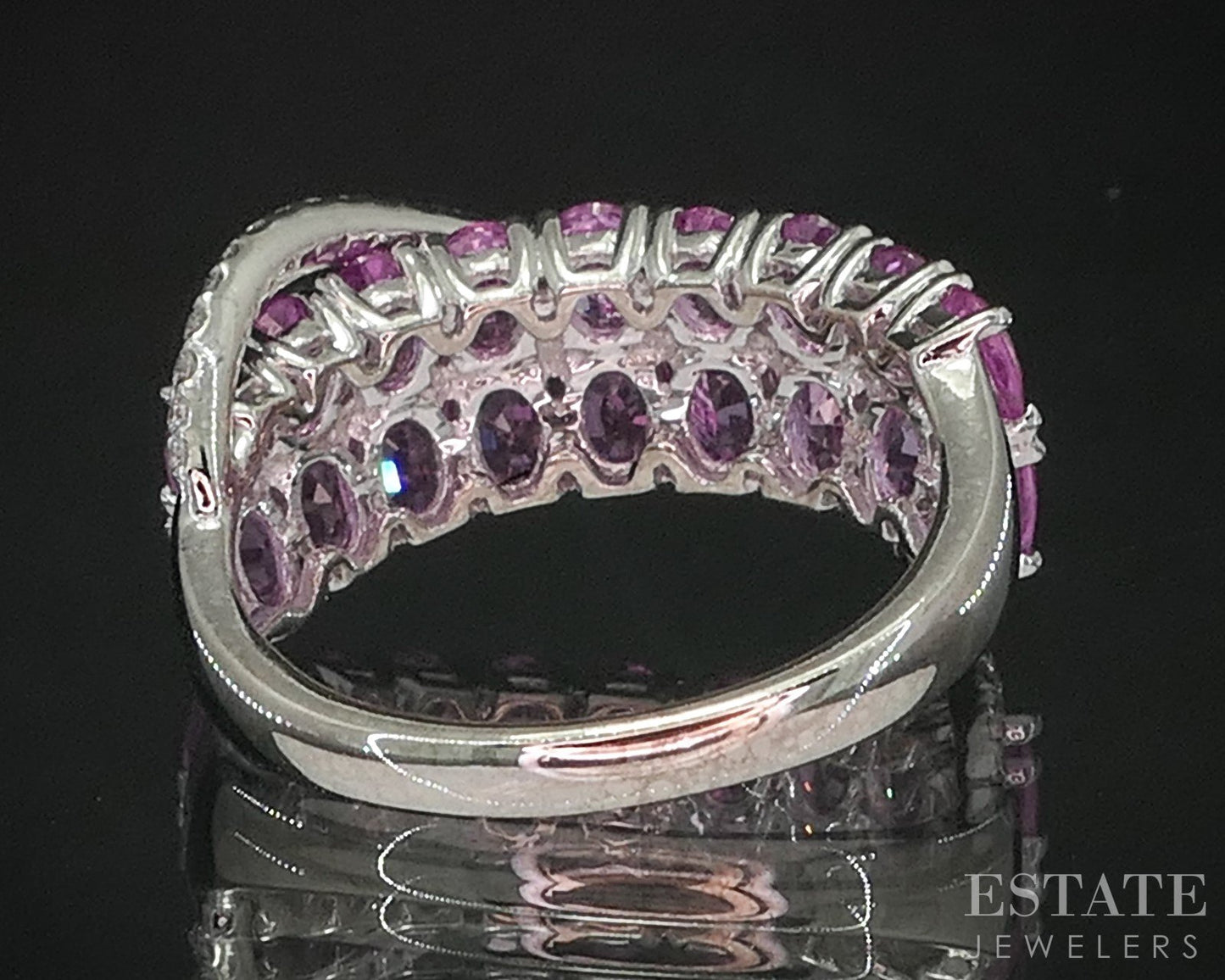 14k White Gold Sonia B. Natural Pink Sapphire & Diamond Band Ring 4.8g i20301