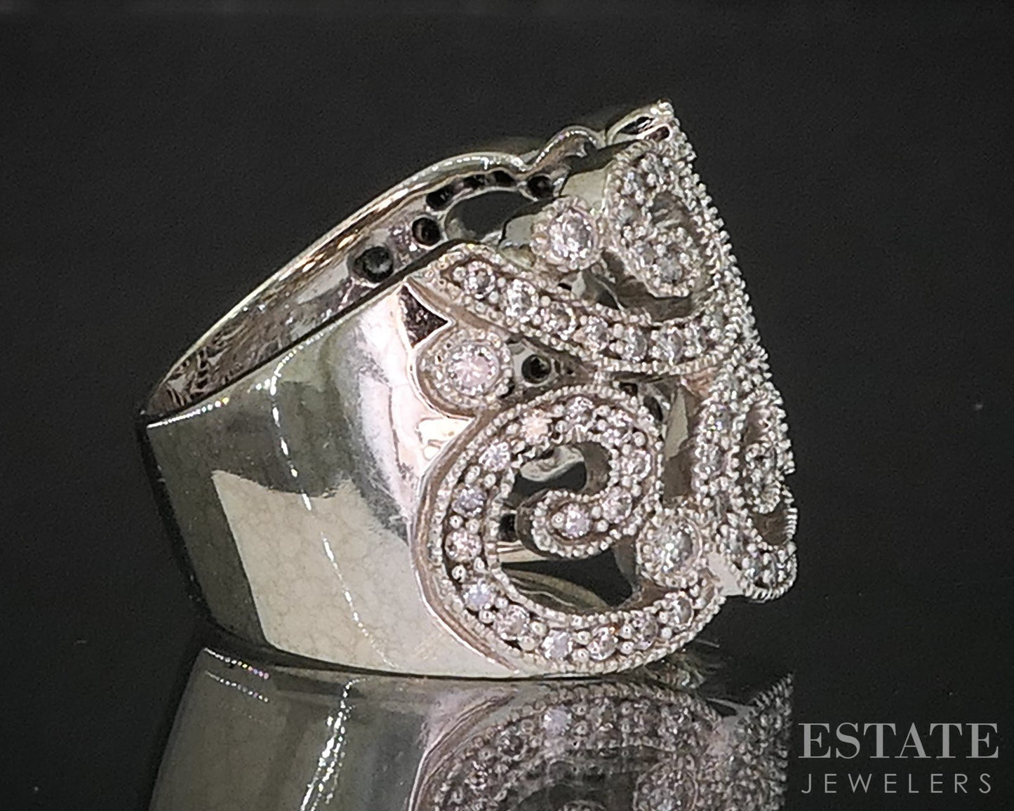 14k White Gold EFFY Natural .37ctw Diamond Open Swirl Band Ring 11.7g i20309