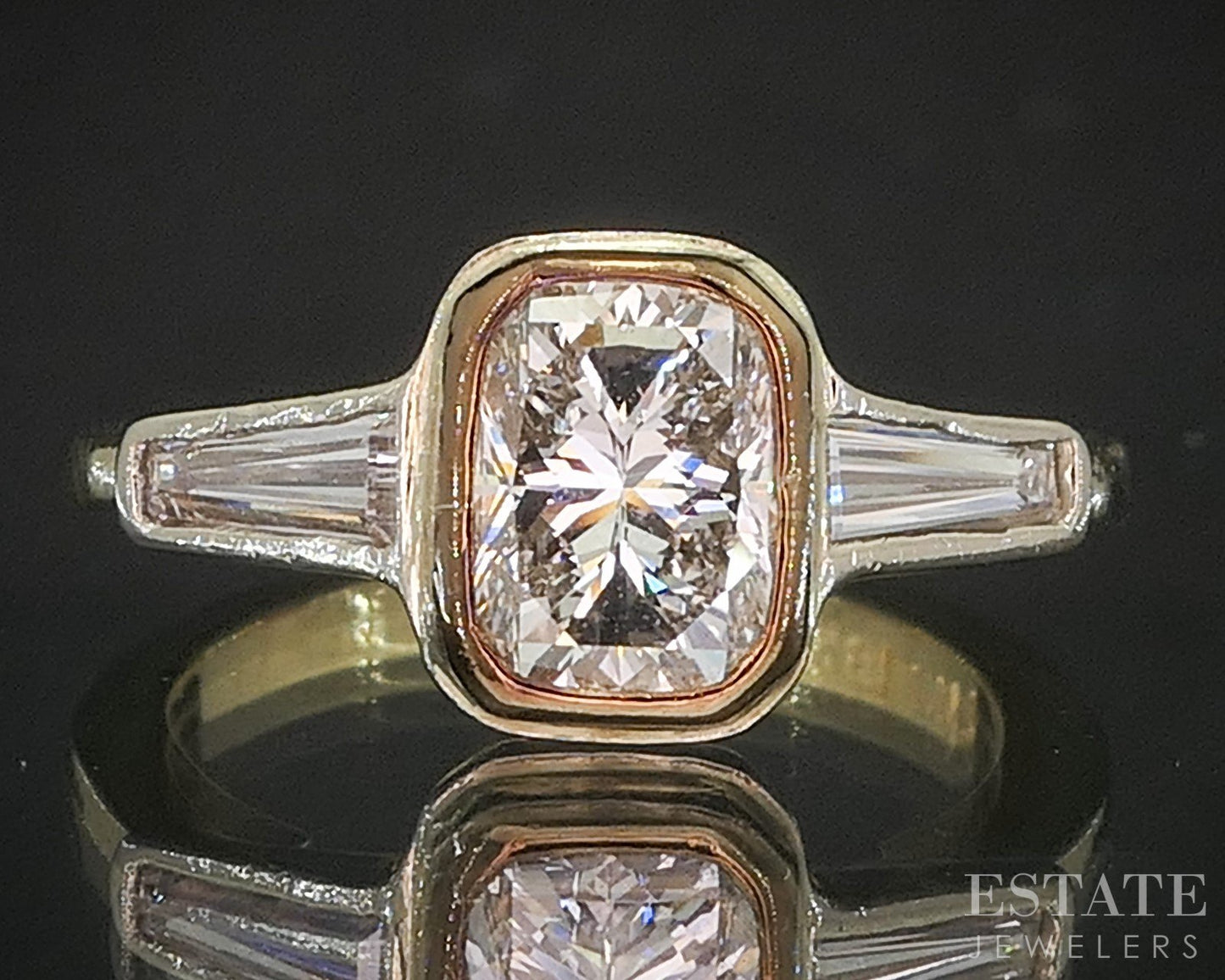 18k Tri Colored Gold Cushion Natural 1.32ctw Diamond Engagement Ring 4.1g i20306