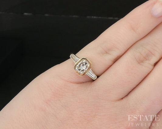 18k Tri Colored Gold Cushion Natural 1.32ctw Diamond Engagement Ring 4.1g p90973