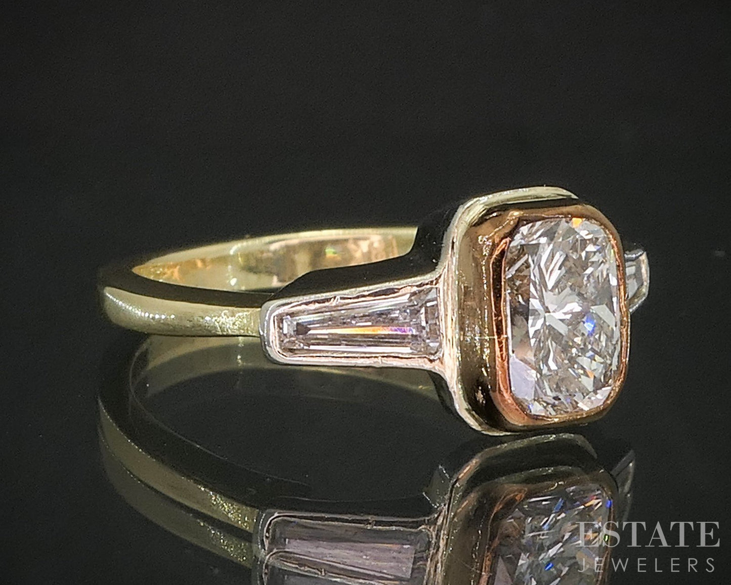 18k Tri Colored Gold Cushion Natural 1.32ctw Diamond Engagement Ring 4.1g p90973