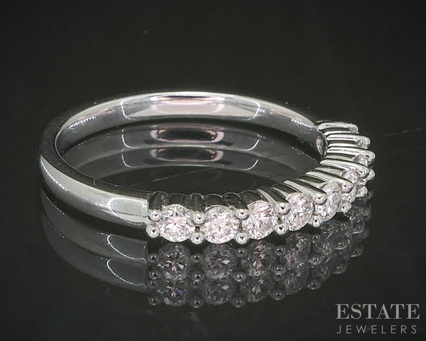 14k White Gold Round Natural .40ctw Diamond Ladies Wedding Band 2.4g i20326