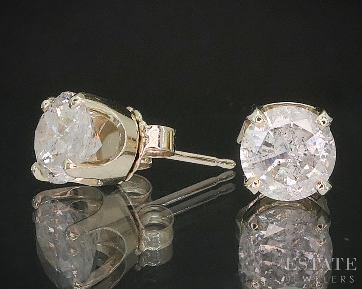 14k White Gold Round Natural 1.69ctw Diamond Stud Earrings i20323