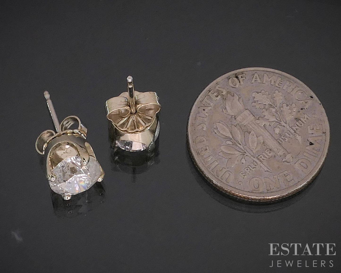 14k White Gold Round Natural 1.69ctw Diamond Stud Earrings i20323