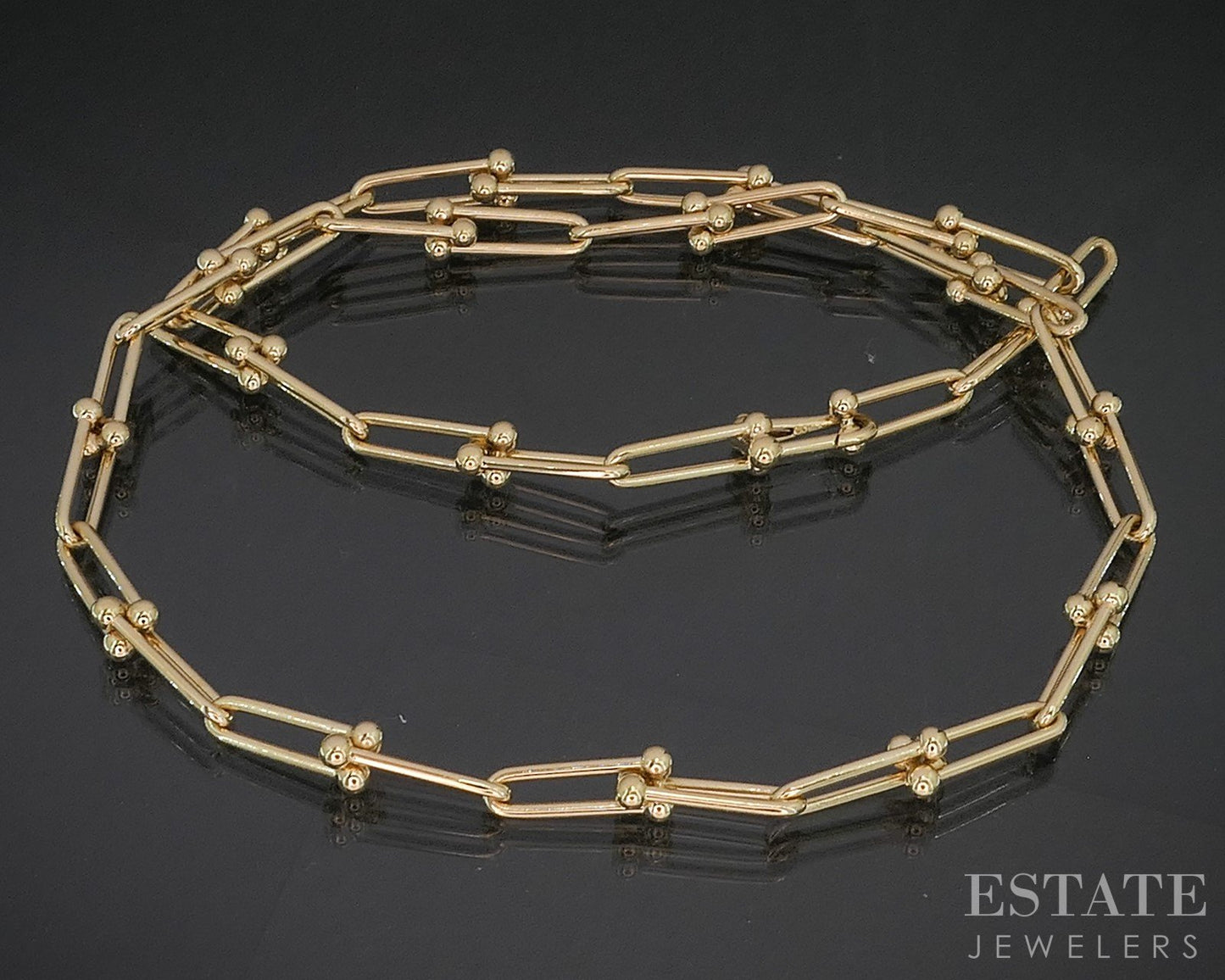 18k Yellow Gold 4mm Barbell Style Chain Link Ladies Necklace 11.6g 18"L i20327