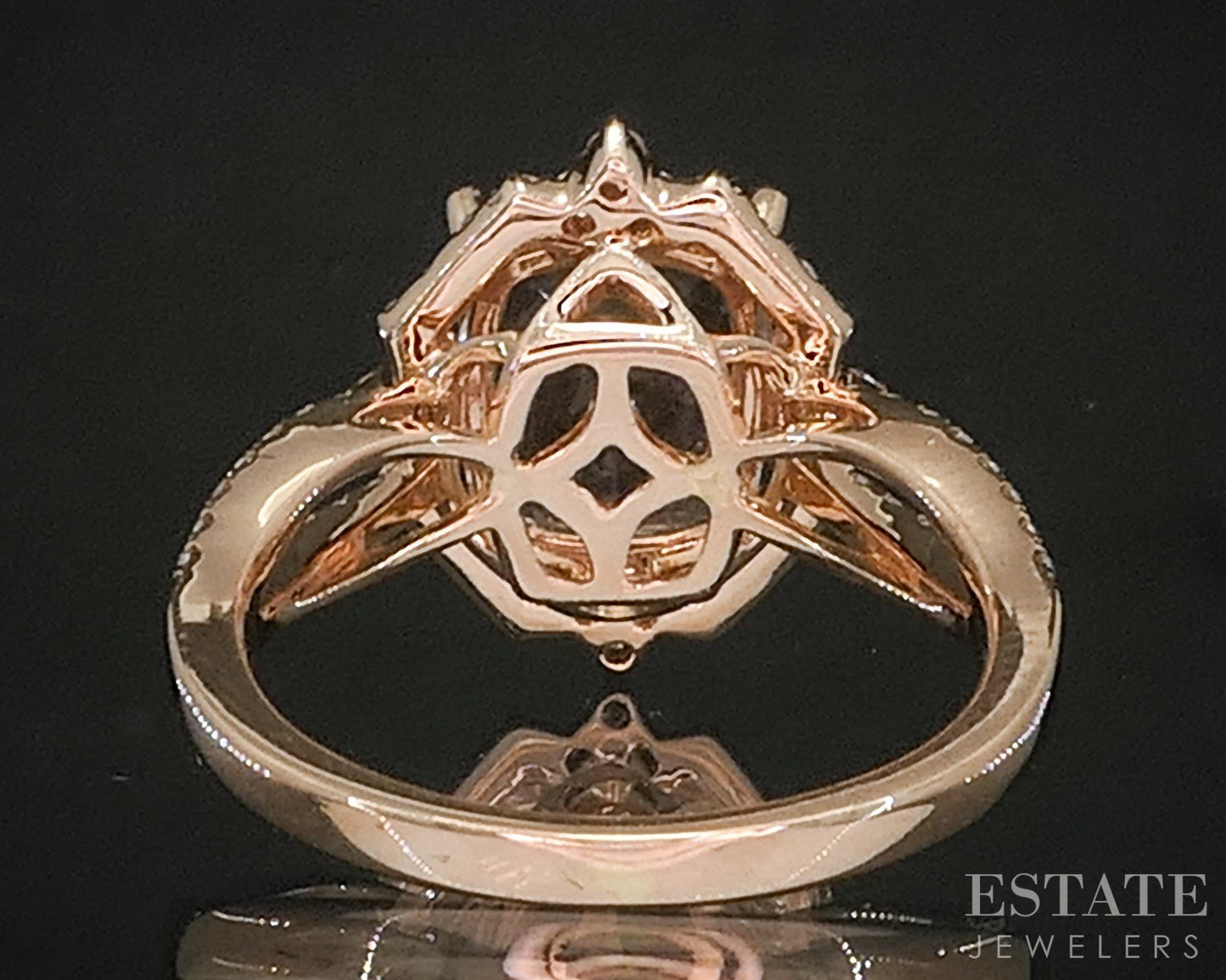 14k Rose Gold 2ct Natural Peach Morganite & Diamond Halo Ladies Ring 3.6g i20325