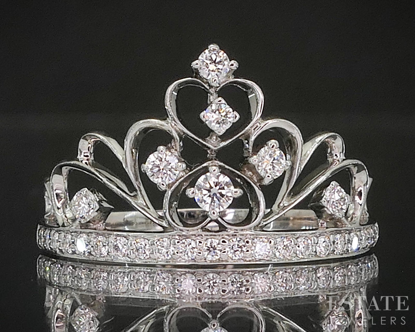 18k White Gold Natural .15ctw Diamond Ladies Tiara Band 2.2g i20340