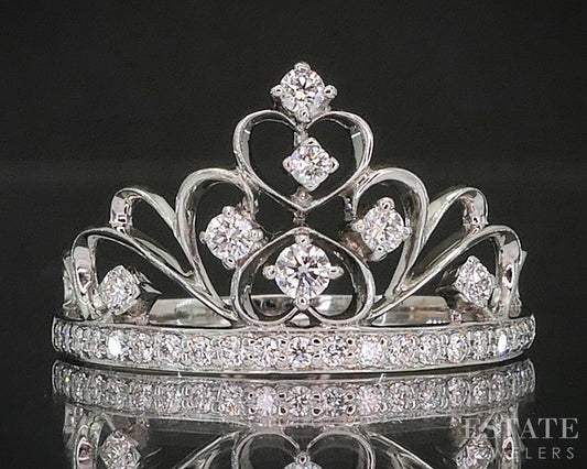 18k White Gold Natural .15ctw Diamond Ladies Tiara Band 2.2g i20340