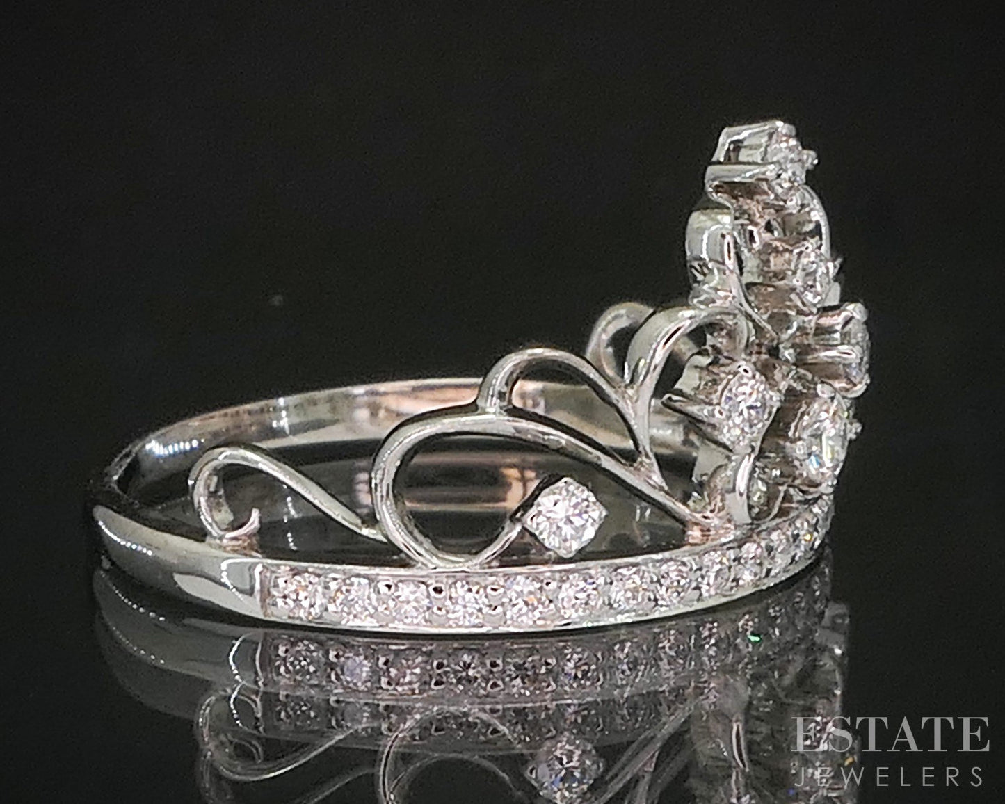 18k White Gold Natural .15ctw Diamond Ladies Tiara Band 2.2g i20340