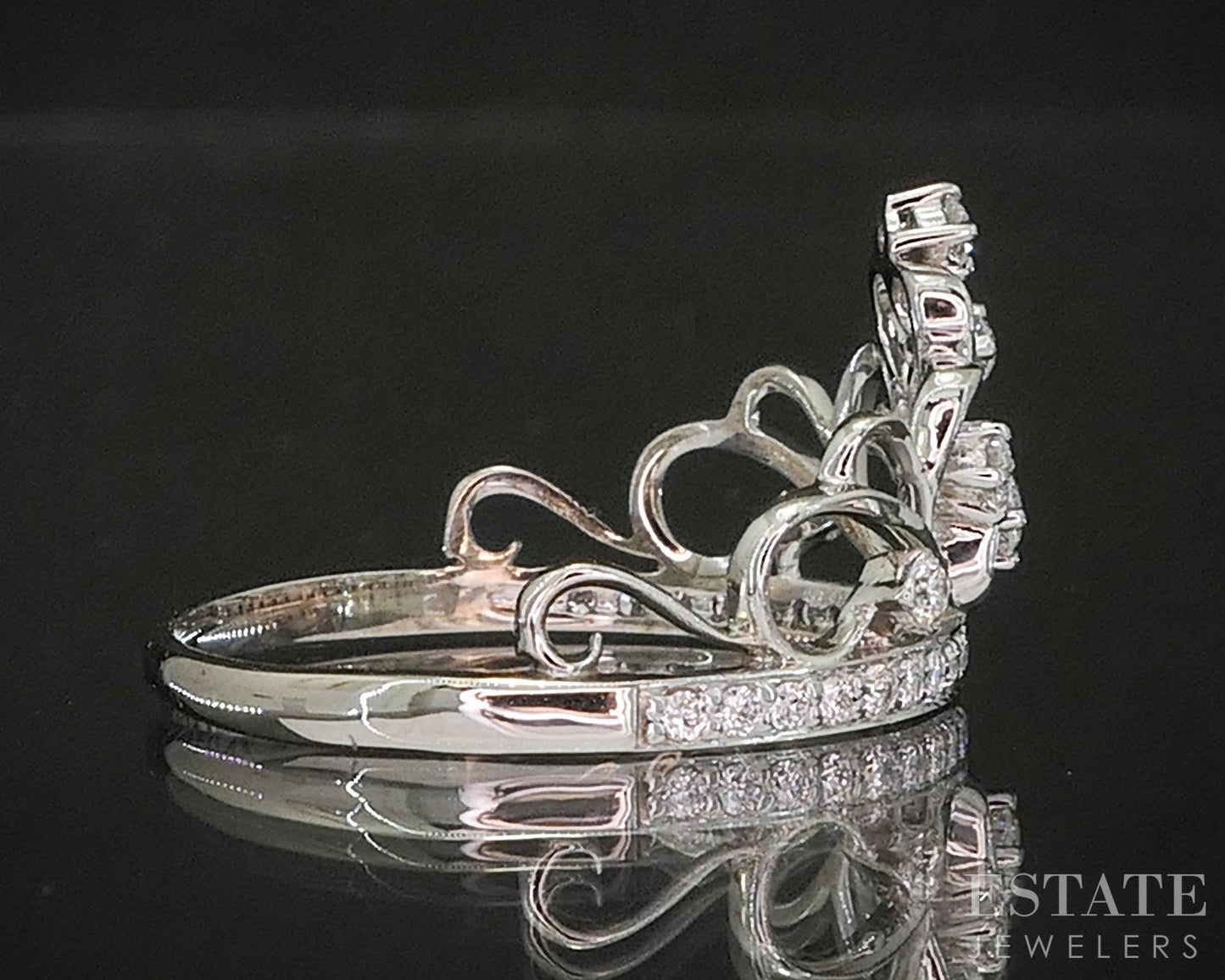 18k White Gold Natural .15ctw Diamond Ladies Tiara Band 2.2g i20340