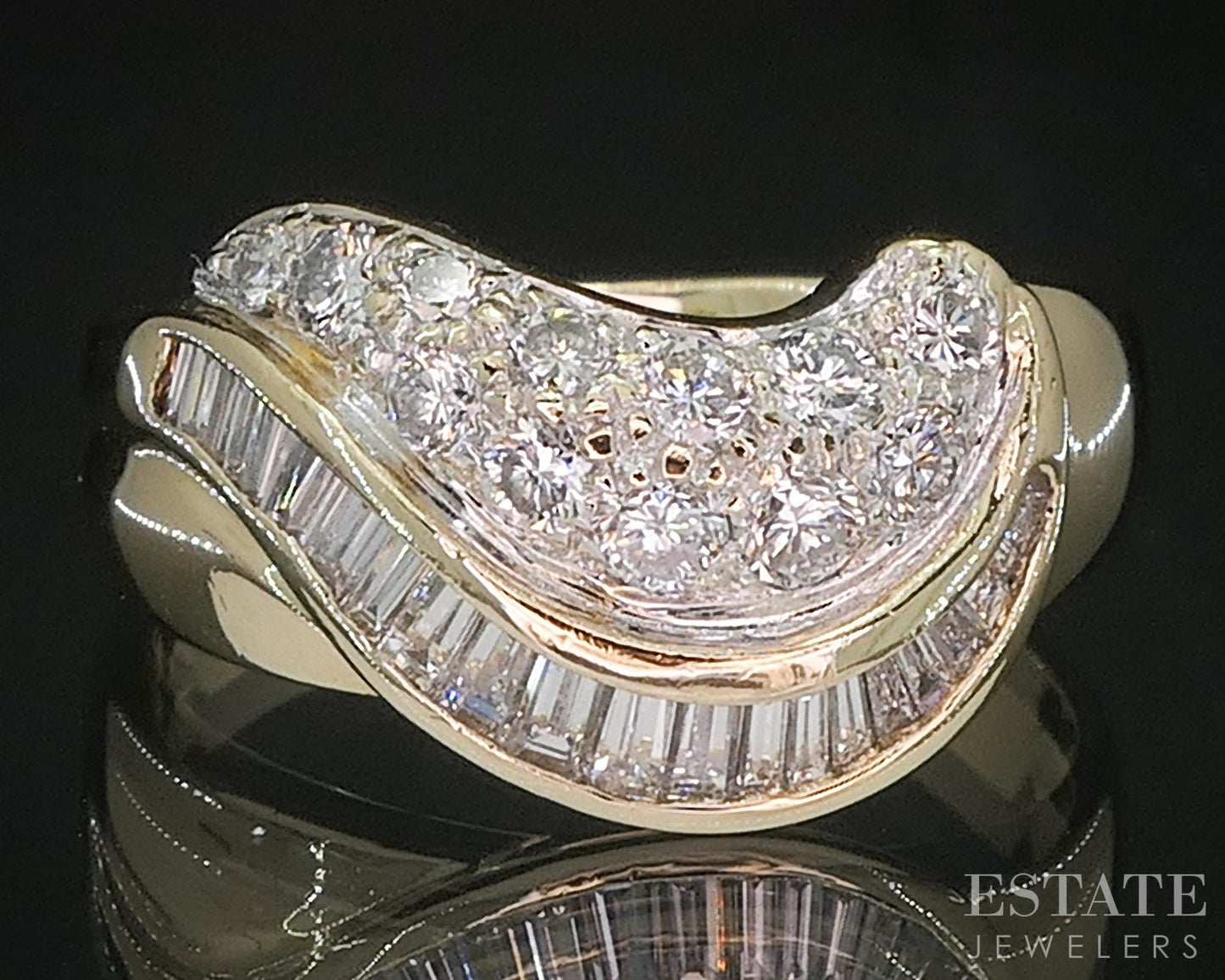 14k Yellow Gold Natural .55ctw Diamond Ladies Swirl Band 5.6g i20342