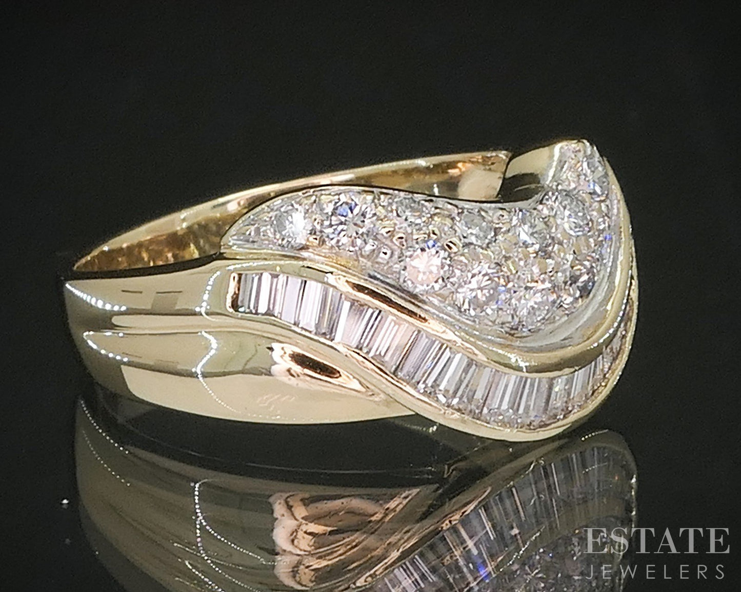 14k Yellow Gold Natural .55ctw Diamond Ladies Swirl Band 5.6g i20342